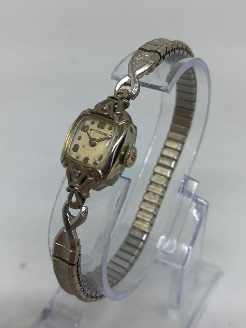 VINTAGE 1950s Wittnauer Women's 14mm Swiss 17 Jewel Manual Wind Diamond Watch